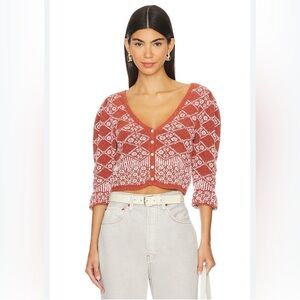 Free People Cardigan Orchid Cinnamon XS Cropped Boho Knit NWOT